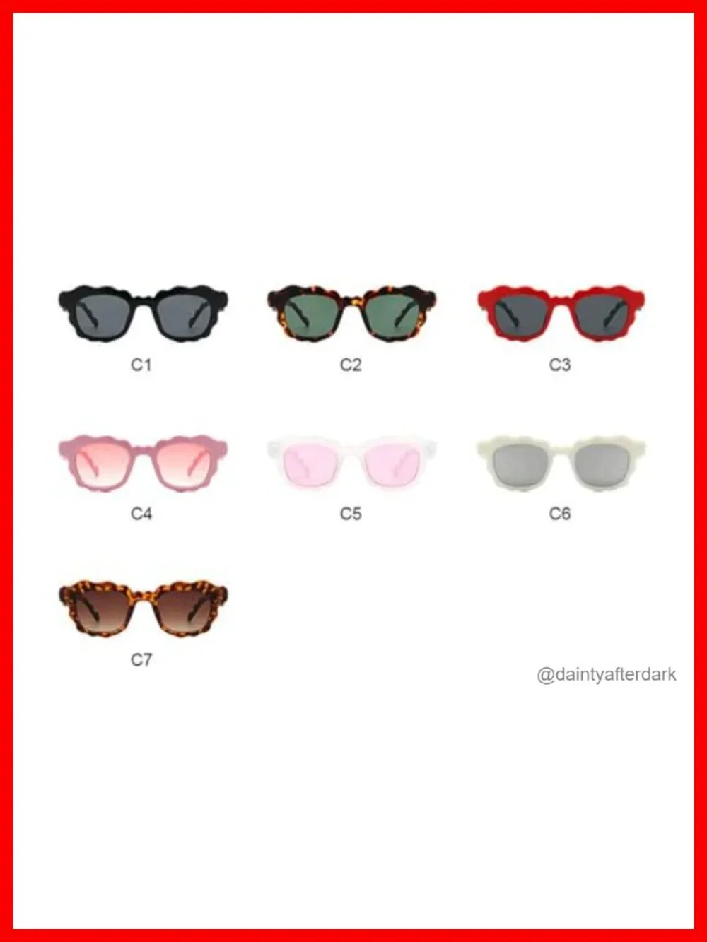 Unique Irregular Wave-Shaped Square Sunglasses with UV400 Protection